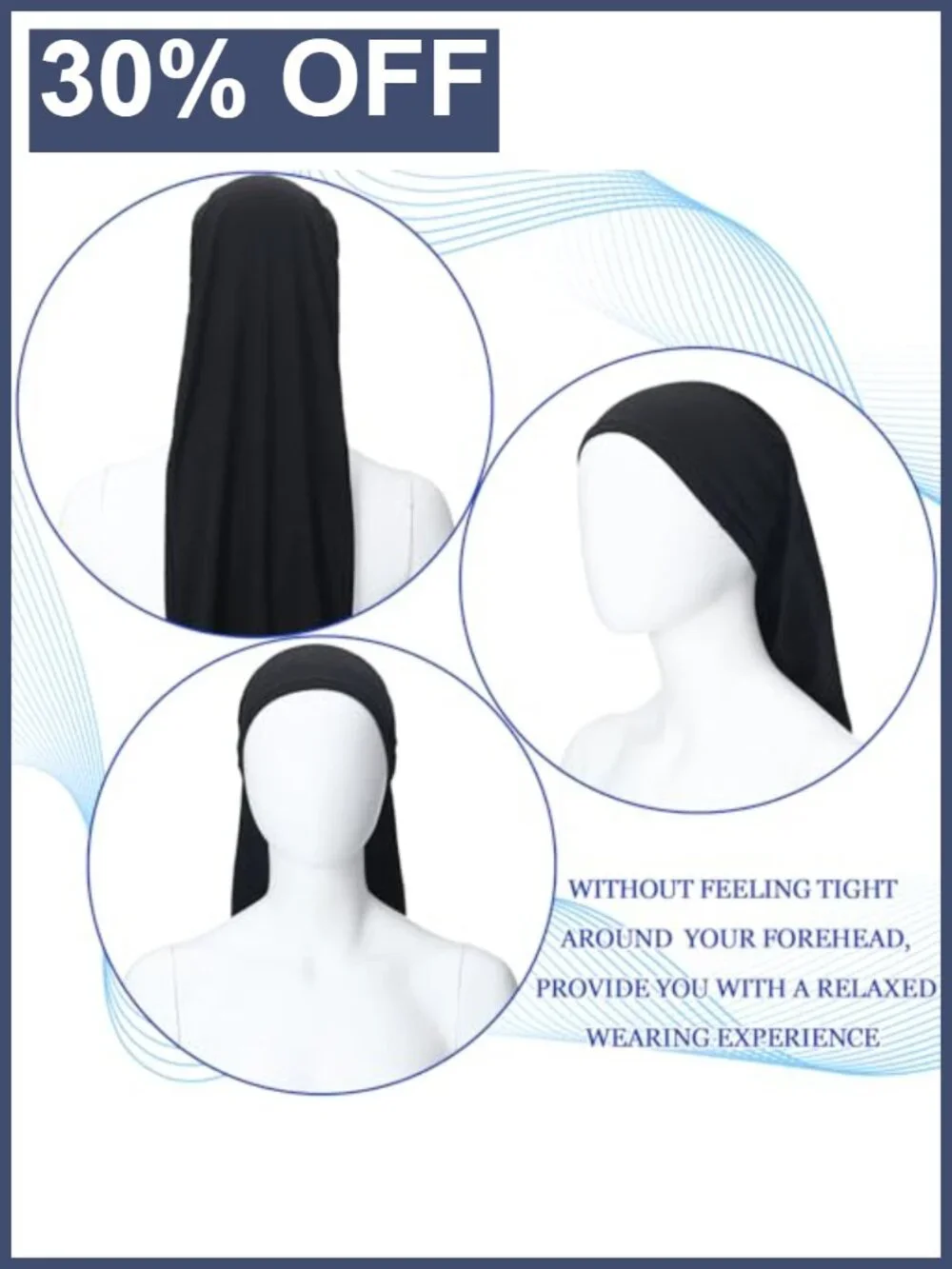 2 Jumbo Dreadlock Cap Wrap for Dreads, 30 Inches, Milk Fiber, Shower Cap